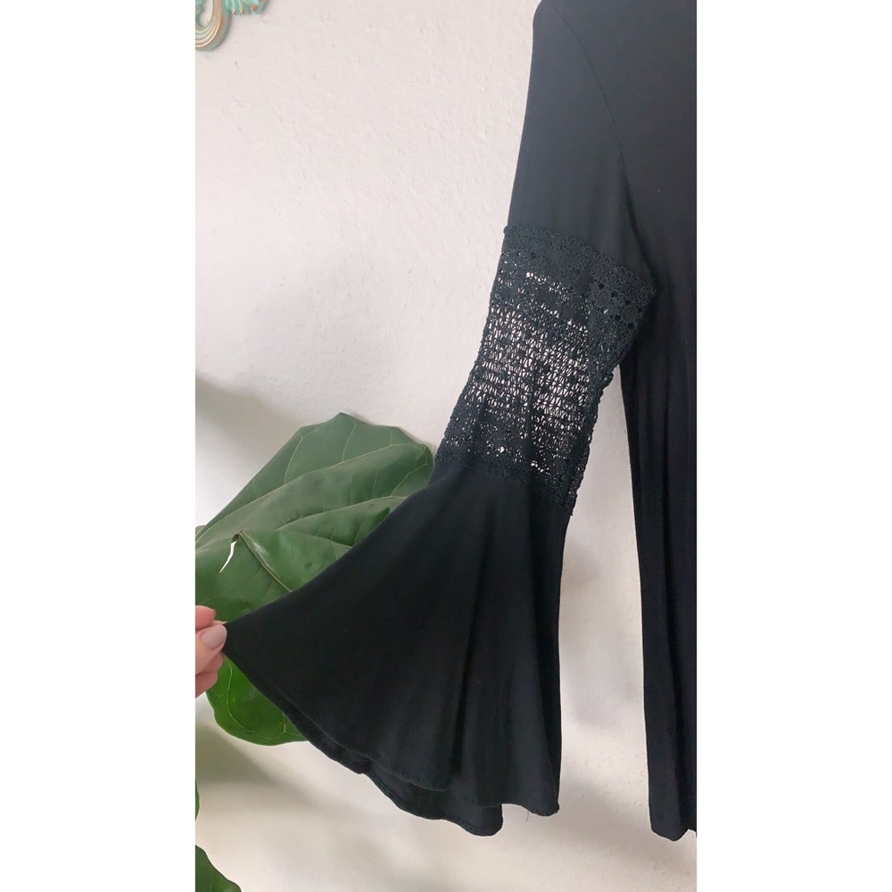 Black bell sleeves blouse
